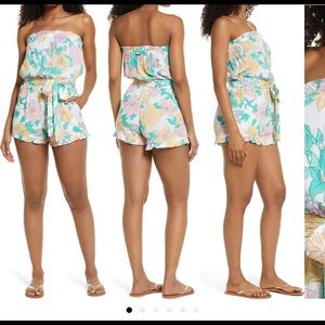 Billabong flower days strapless tie waist romper